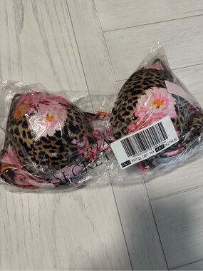 Victoria's Secret Leopard Floral Push-Up Bra - Pink/Brown